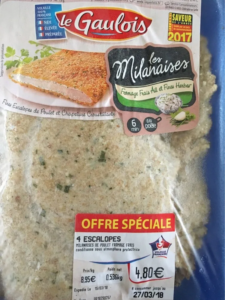 4 escalopes Milanaises