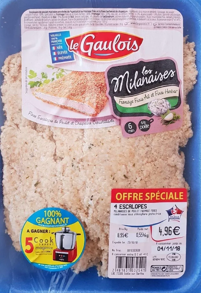 Les Milanaises de Poulet Fromage Frais