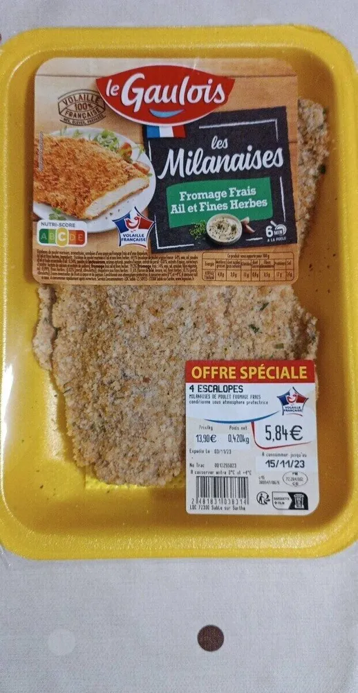 Les milanaise au fromage frais, ail et fines herbes