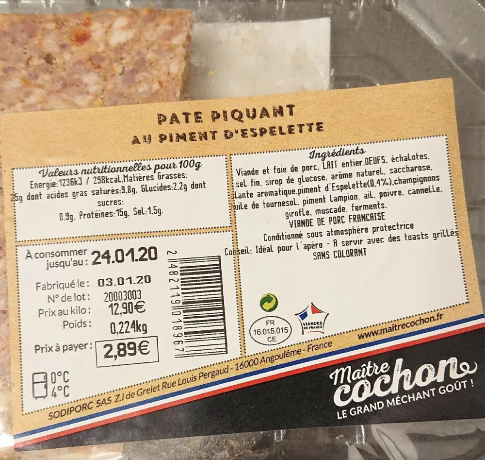 Paté piquant au piment d'Espelette