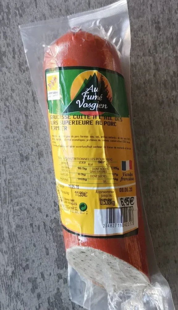 Saucisse cuite à l'ail des ours supérieure au porc fermier