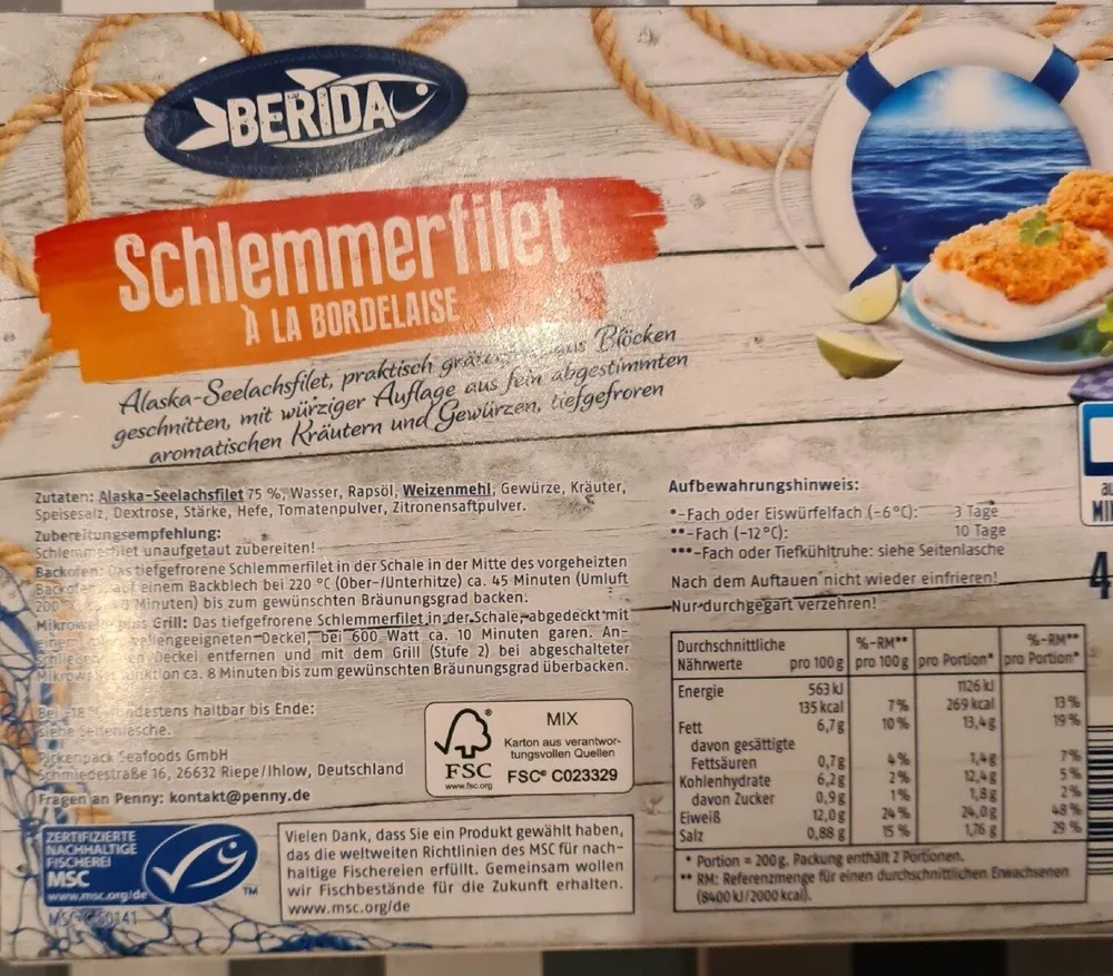 Schlemmerfilet A LA Bordelaise
