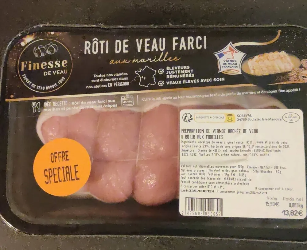 Rôti de veau farci aux morilles