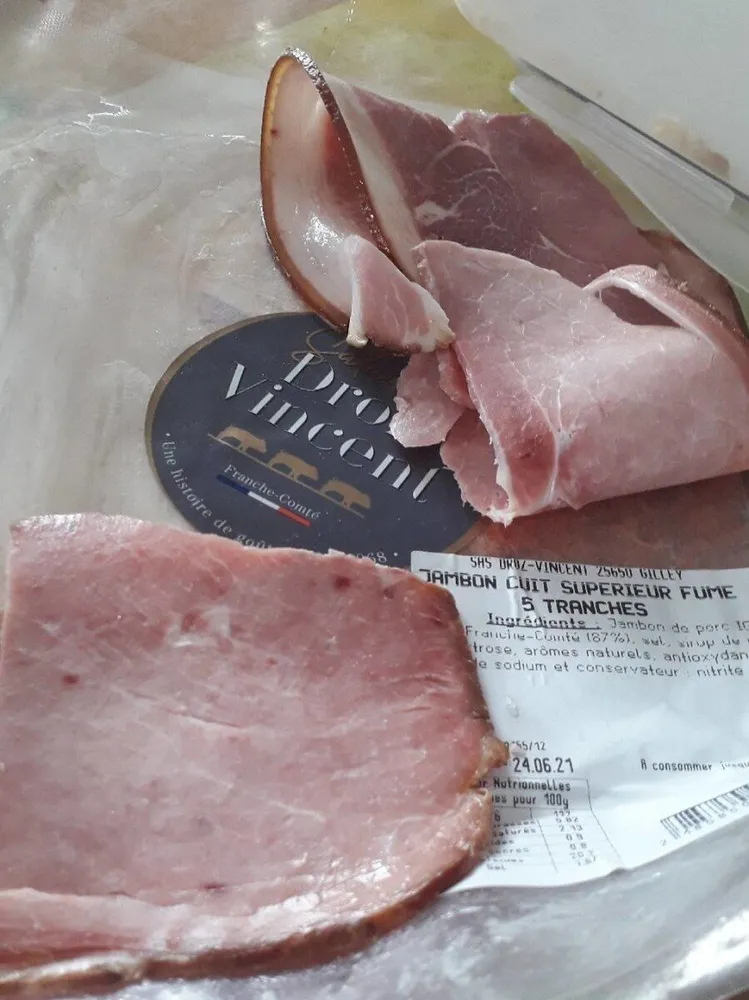 Jambon cuit supérieur fumé