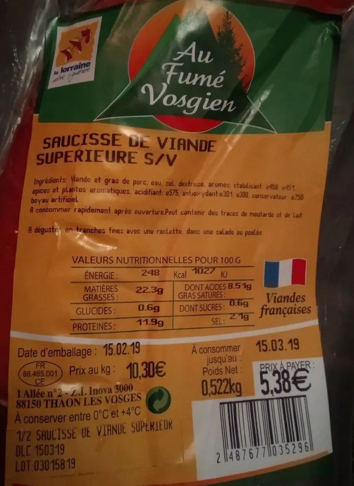 Saucisse de viande superieure
