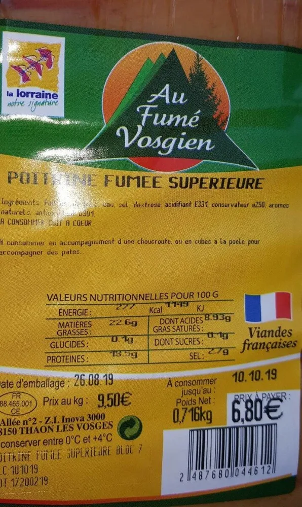 Poitrine fumée supérieure