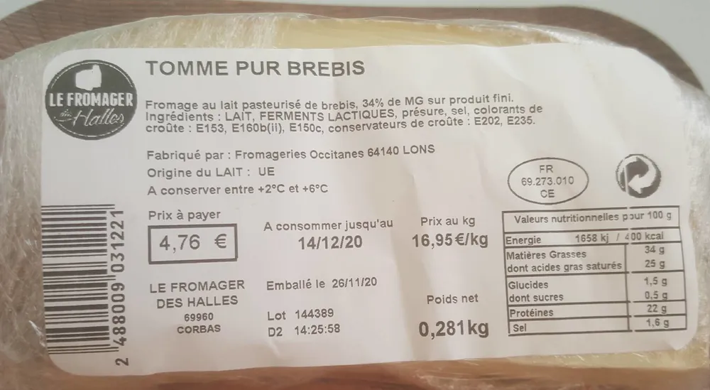 Tomme pur Brebis