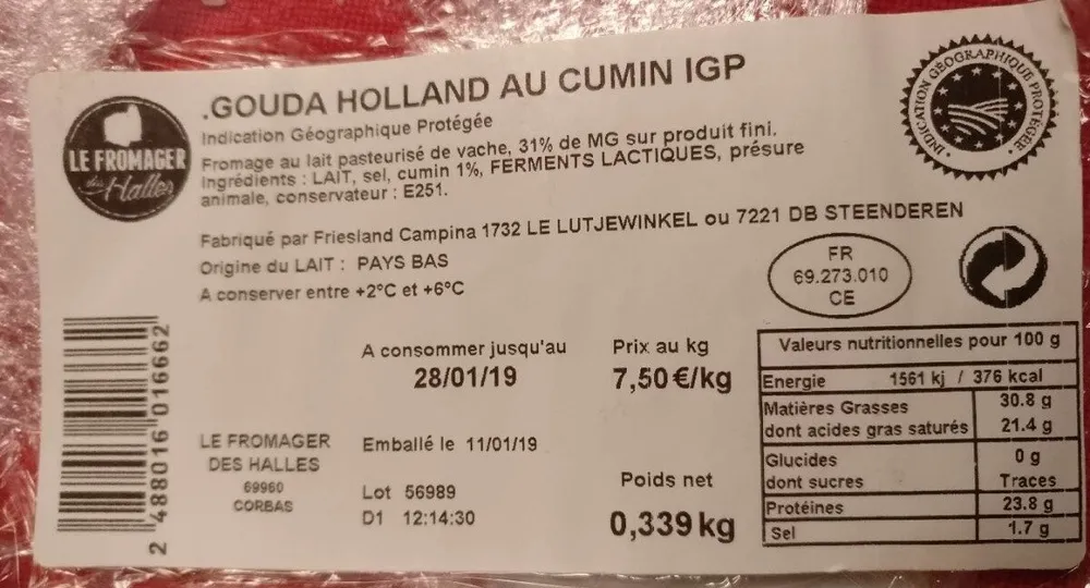 Gouda holland au cumin IGP