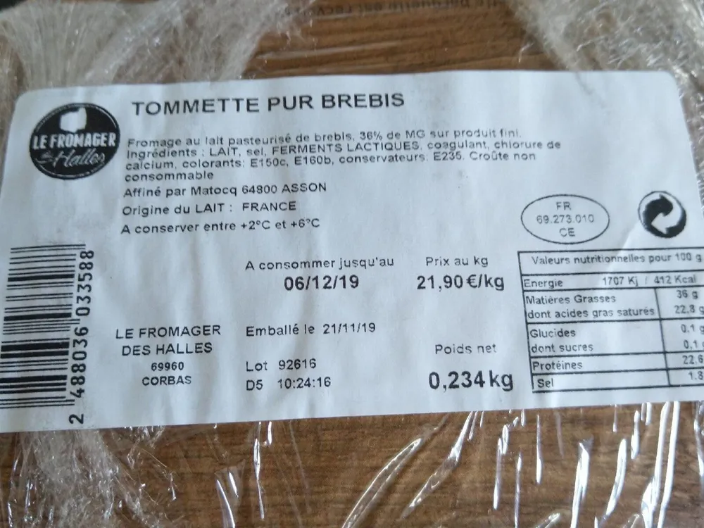 Tomette pur brebis