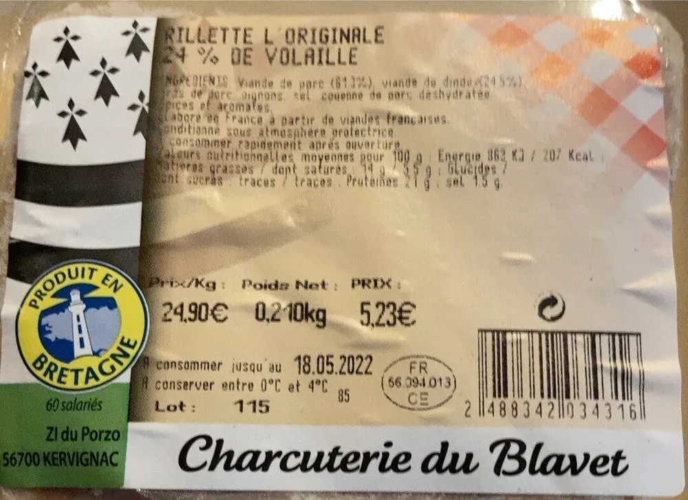 Rillette l originale 24% volaille