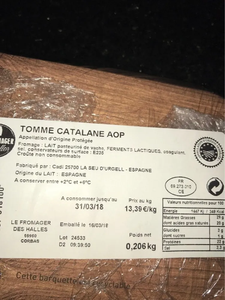 Tomme catalane aop