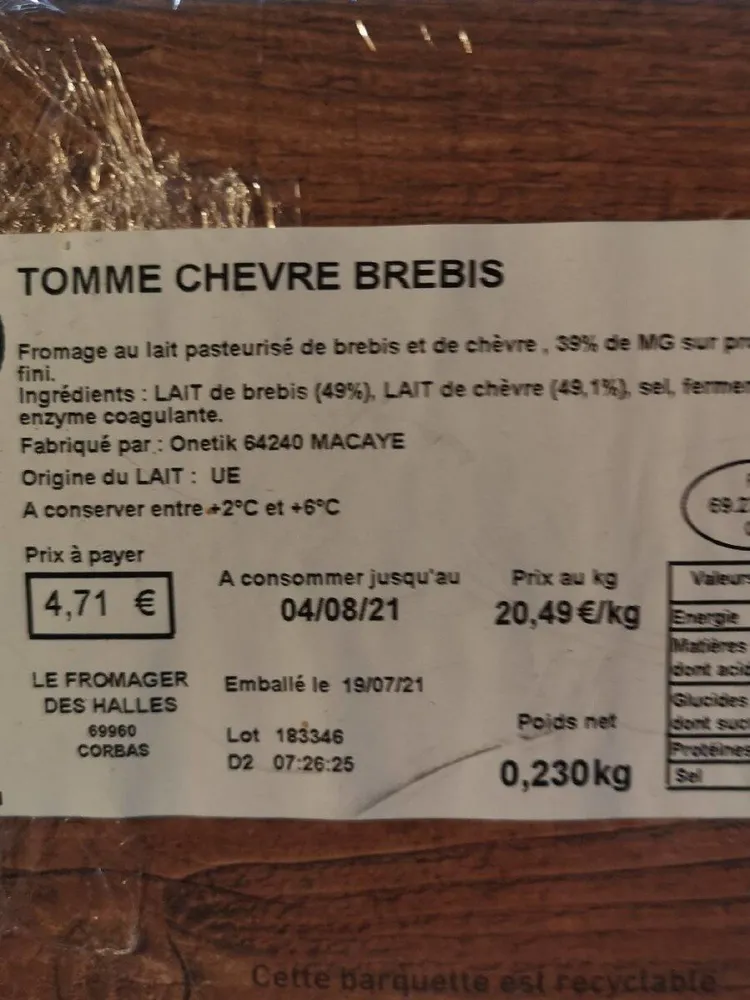 Tomme Chèvre Brebis