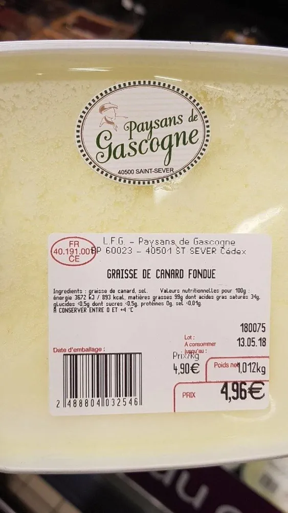 Graisse de canard fondue