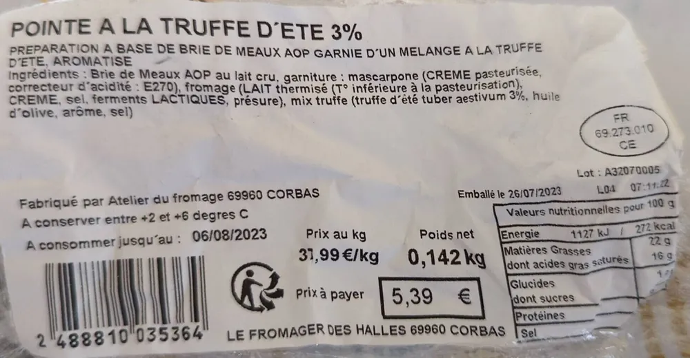 Pointe a la truffe d'été 3%