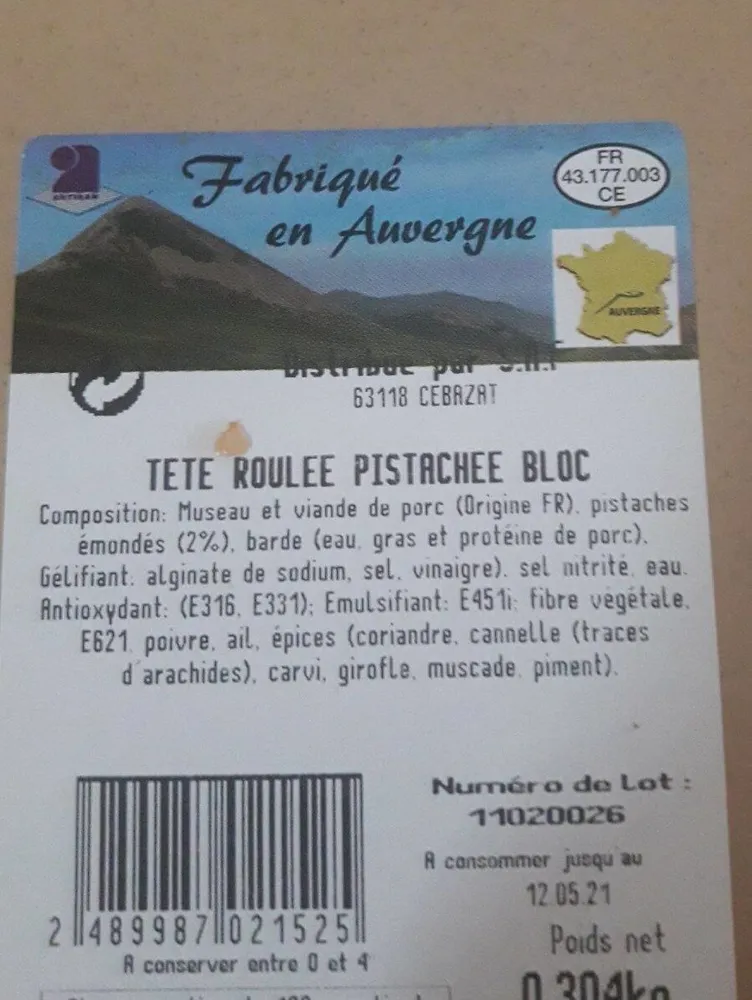 Tête roulée pistachée