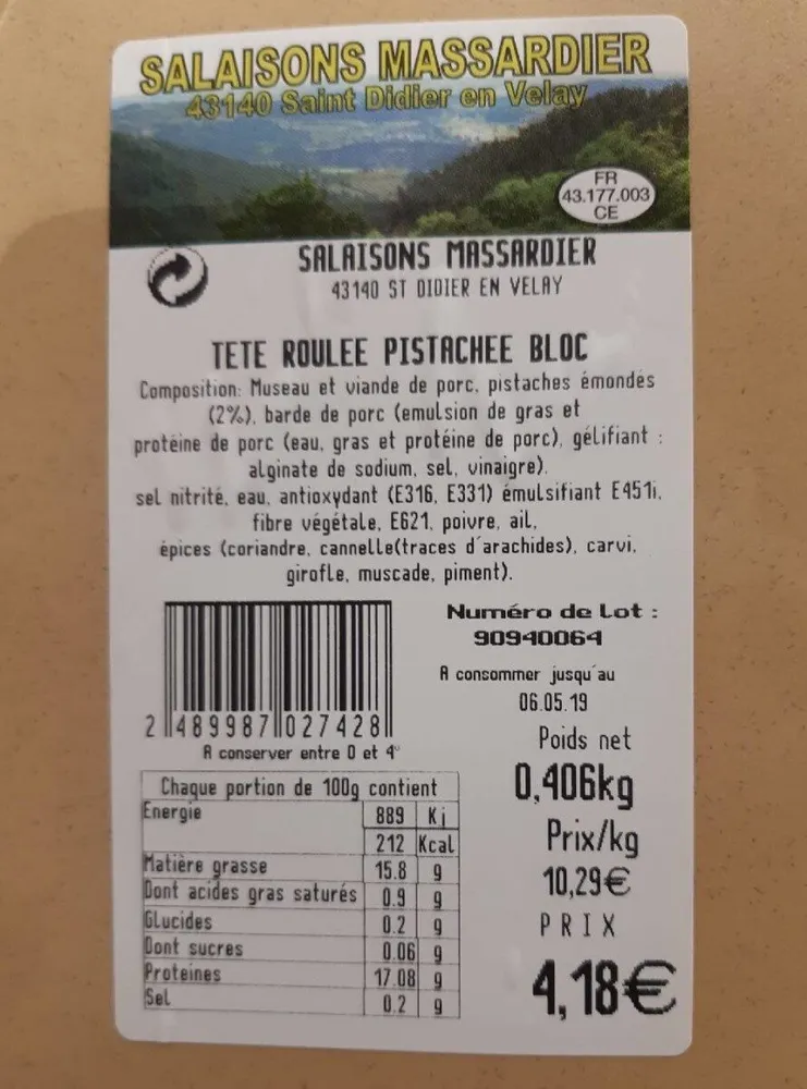 Tête roulée pistache bloc