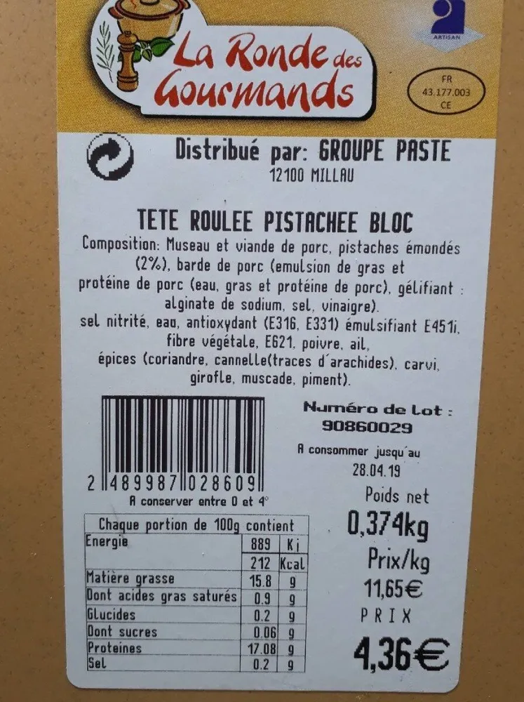 Tete roulée pistachee bloc
