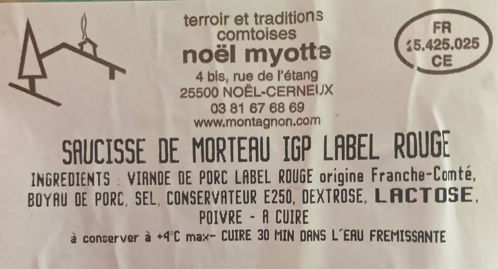 Saucisse de Morteau IGP Label rouge