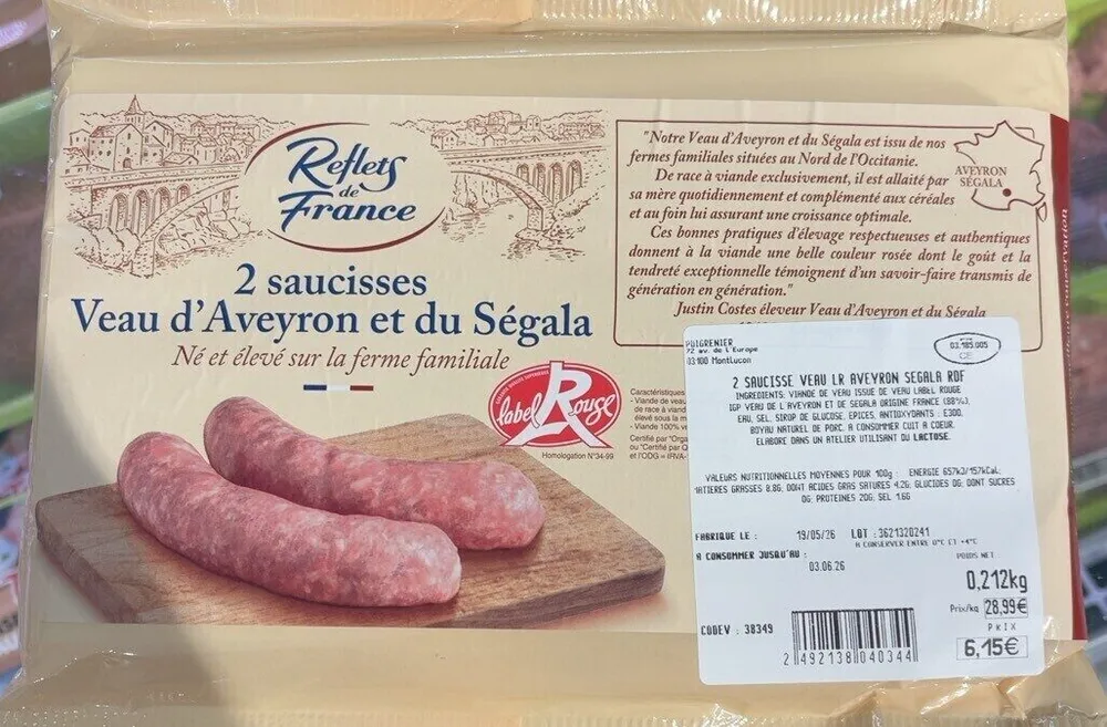 2 saucisses Veau d’Aveyron et du Ségala