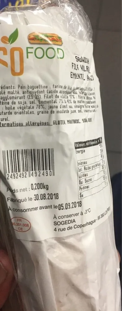 Sandwich filet volaille emmental halal