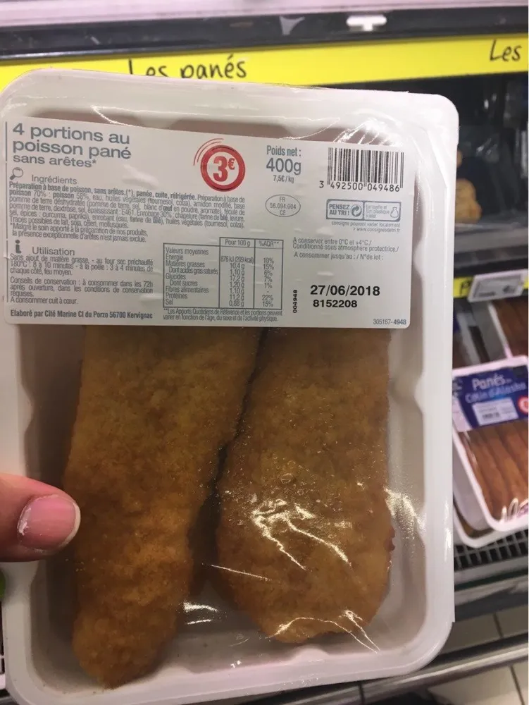 4 portions au poisson pané