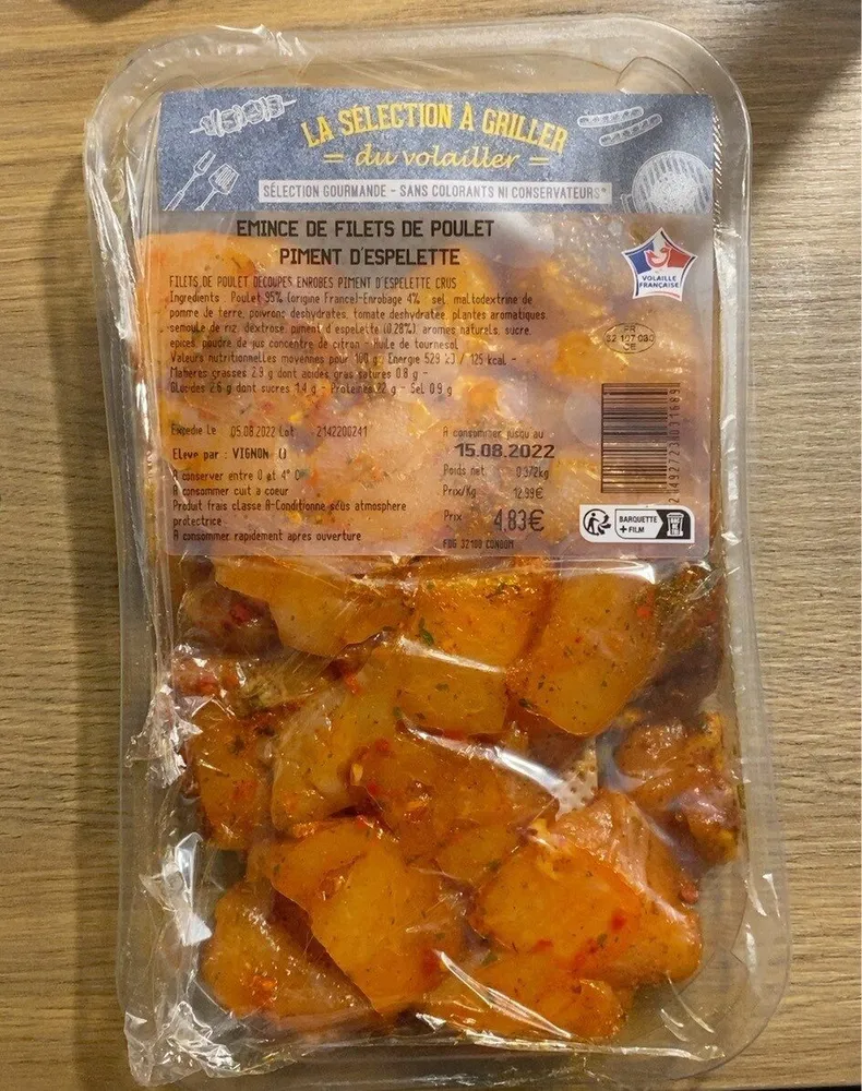 Emince de filets de poulet piment d’espelette