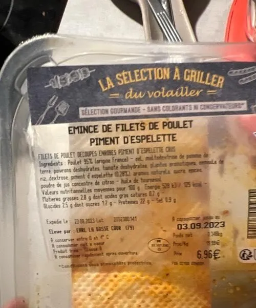Émincé de filets de poulet piment d’espelette