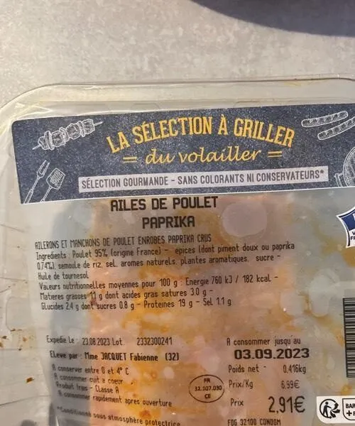 Ailes de poulet paprika