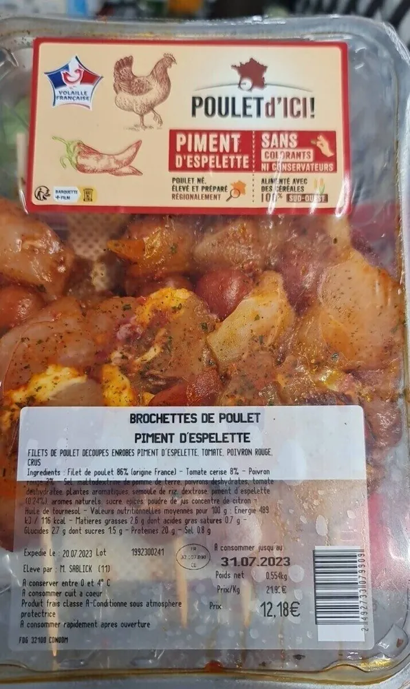 Brochettes de poulet