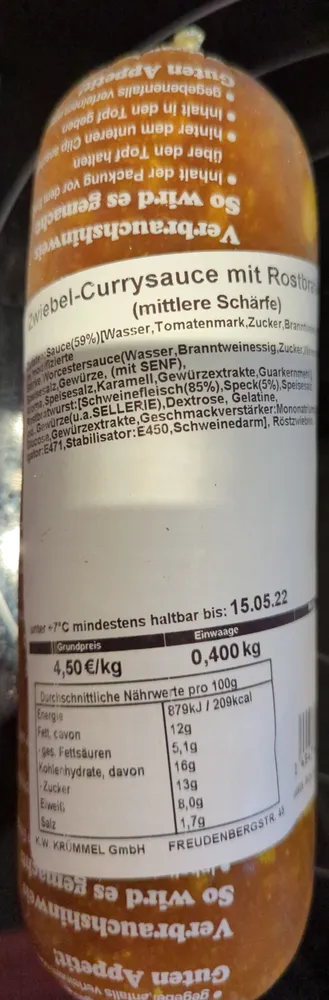 Zwiebel-Currysauce mit Rostbratwurst