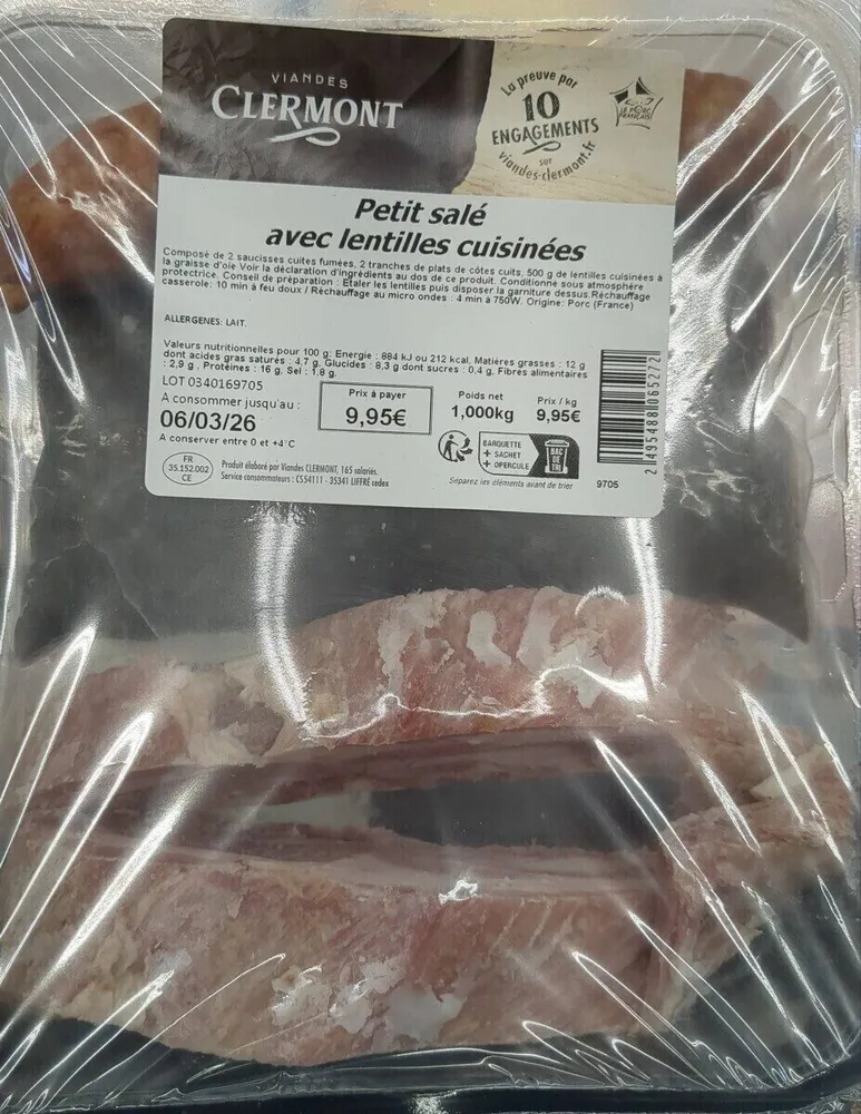 Petit salé avec lentilles