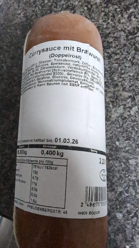 Currysauce mit Bratwurst (Doppelrost)