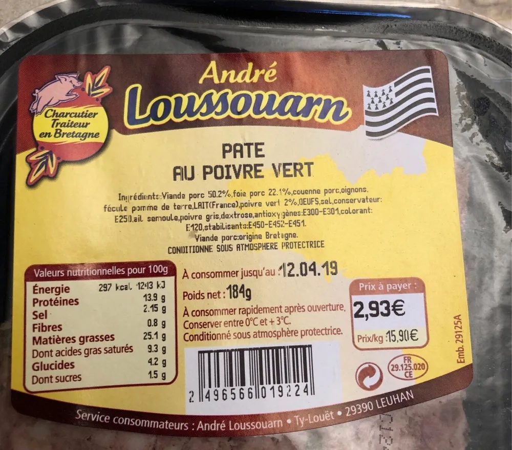 Pate au poivre vert