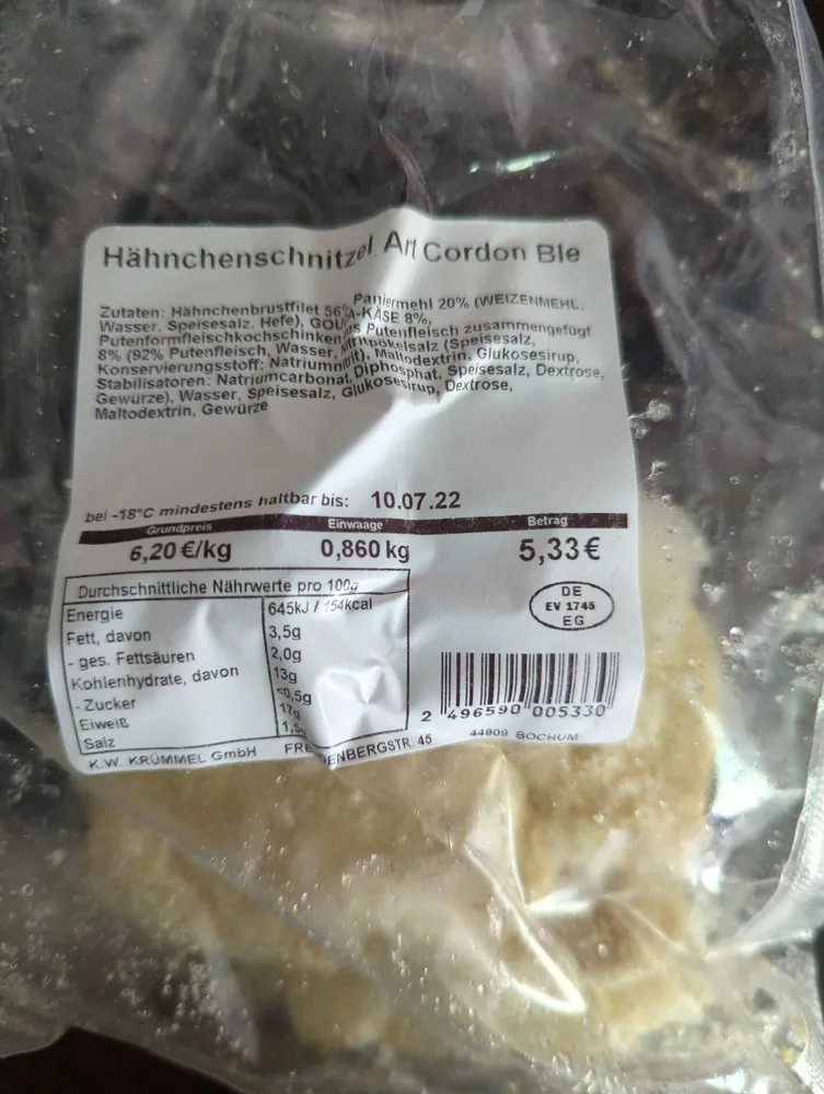 Hähnchenschnitzel Art Cordon Ble