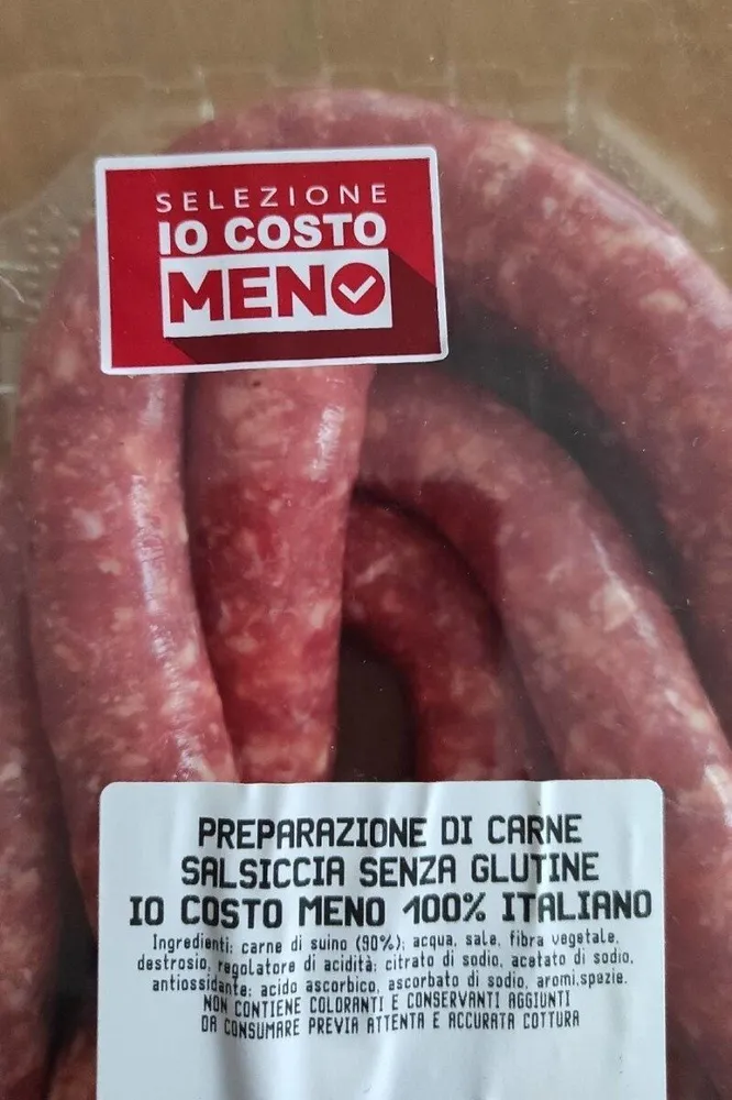 Preparazione di carne salsiccia senza glutine