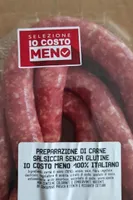 Preparazione di carne salsiccia senza glutine
