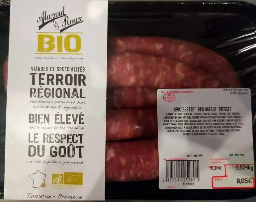 Saucissette biologique tressée