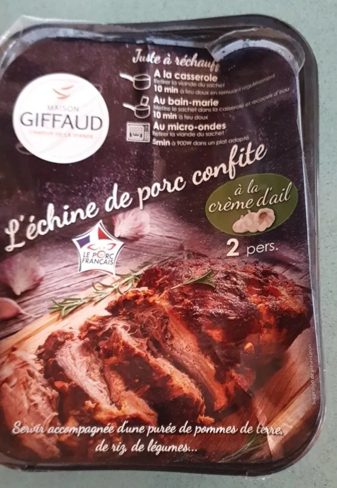 ÉCHINE PORC CONFITE ET SA CRÈME D'AIL