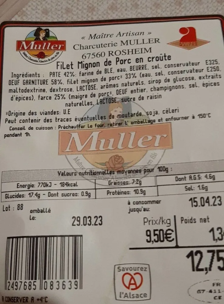 Filet mignon de porc en croûte