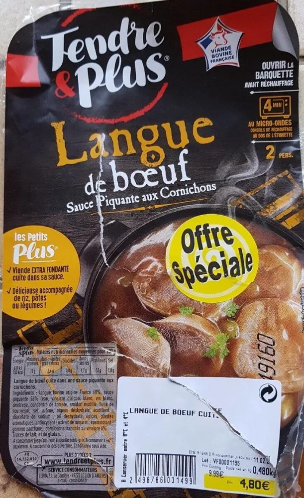 Langue de boeuf sauce piquante aux cornichons
