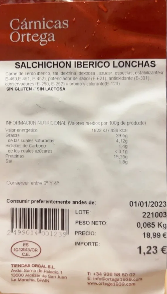 Salchichón Ibérico Lonchas