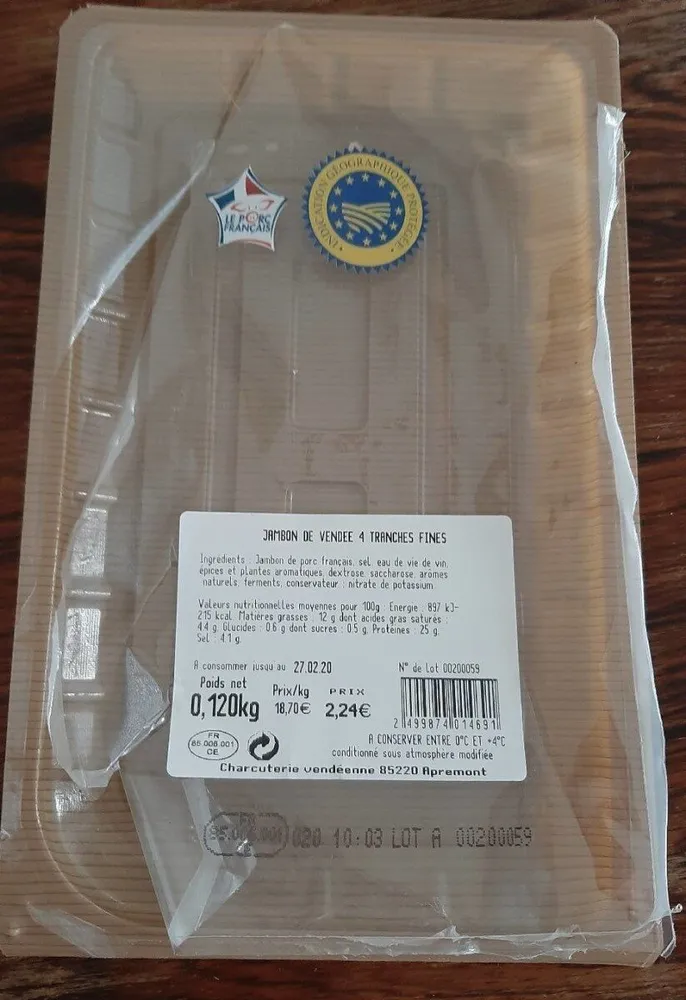 Jambon de Vendée 4 tranches fines