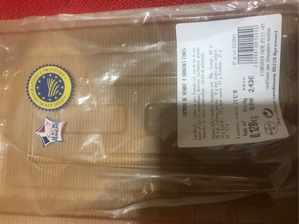Jambon de vendée 4tranches fines