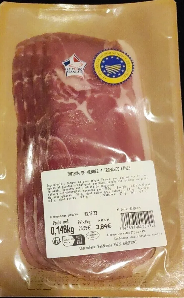Jambon de Vendée 4 tranches fines