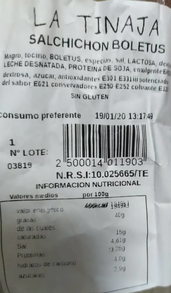 Salchichón boletus
