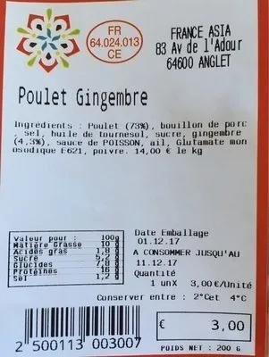 Poulet Gingembre