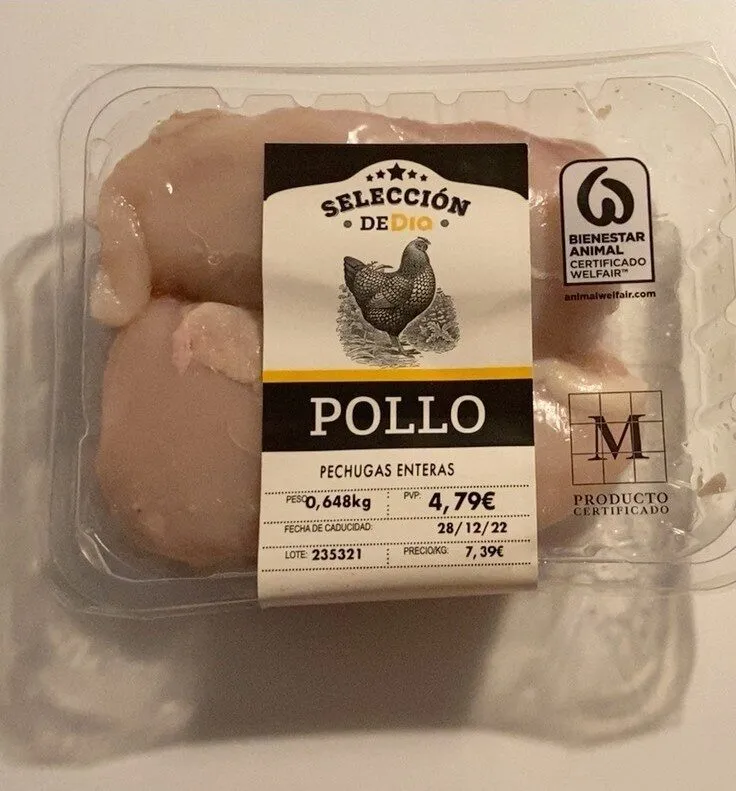 Pechugas de pollo enteras