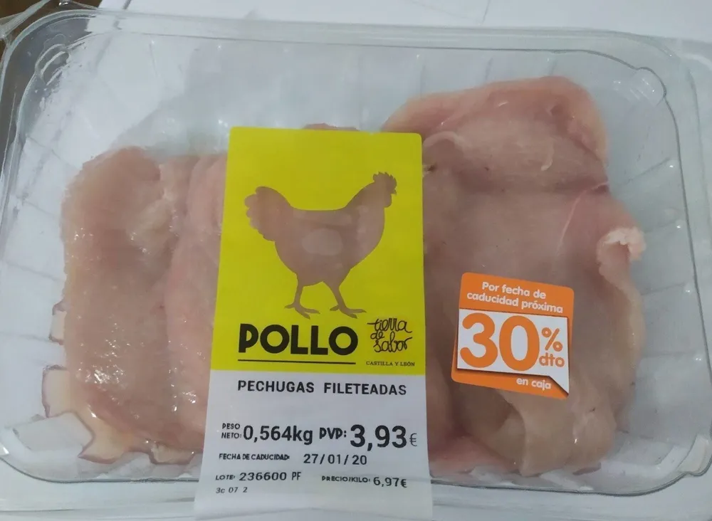 Pechuga de pollo fileteadas
