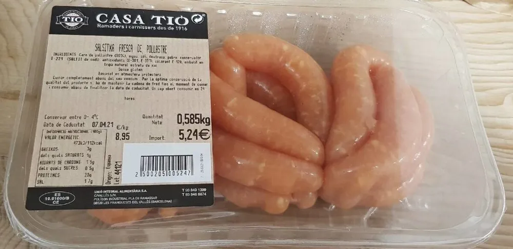 Salchicha fresca de pollo