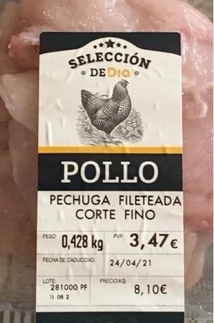 Pechuga de pollo fileteada